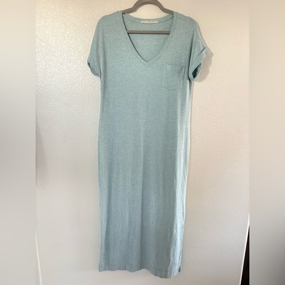 Peruvian Connection Malibu Short Sleeve Cotton T-Shirt Midi Dress Seafoam-S - Picture 3 of 4